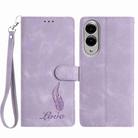 For Samsung Galaxy S25 Edge 5G Skin Feel Embossed Feather Leather Phone Case(Purple) - 1