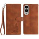 For Samsung Galaxy S25 Edge 5G Skin Feel Embossed Feather Leather Phone Case(Brown) - 1