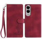 For Samsung Galaxy S25 Edge 5G Skin Feel Embossed Feather Leather Phone Case(Red) - 1