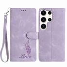 For Samsung Galaxy S25 Ultra 5G Skin Feel Embossed Feather Leather Phone Case(Purple) - 1