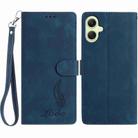 For Samsung Galaxy A06 5G Skin Feel Embossed Feather Leather Phone Case(Dark Blue) - 1