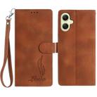 For Samsung Galaxy A06 5G Skin Feel Embossed Feather Leather Phone Case(Brown) - 1