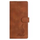 For Samsung Galaxy A56 5G Skin Feel Embossed Feather Leather Phone Case(Brown) - 2