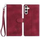 For Samsung Galaxy A56 5G Skin Feel Embossed Feather Leather Phone Case(Red) - 1