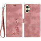 For Samsung Galaxy A06 4G Skin Feel Embossed Feather Leather Phone Case(Pink) - 1