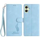 For Samsung Galaxy A06 4G Skin Feel Embossed Feather Leather Phone Case(Light Blue) - 1