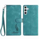 For Samsung Galaxy A15 5G Skin Feel Embossed Feather Leather Phone Case(Green) - 1