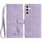 For Samsung Galaxy A15 5G Skin Feel Embossed Feather Leather Phone Case(Purple) - 1