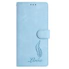 For Samsung Galaxy A35 5G Skin Feel Embossed Feather Leather Phone Case(Light Blue) - 2