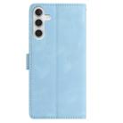 For Samsung Galaxy A35 5G Skin Feel Embossed Feather Leather Phone Case(Light Blue) - 3
