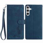 For Samsung Galaxy A34 5G Skin Feel Embossed Feather Leather Phone Case(Dark Blue) - 1