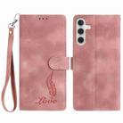 For Samsung Galaxy A54 5G Skin Feel Embossed Feather Leather Phone Case(Pink) - 1