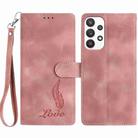 For Samsung Galaxy A33 5G Skin Feel Embossed Feather Leather Phone Case(Pink) - 1