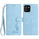 For Samsung Galaxy A03 Skin Feel Embossed Feather Leather Phone Case(Light Blue) - 1