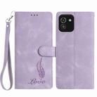 For Samsung Galaxy A03 Skin Feel Embossed Feather Leather Phone Case(Purple) - 1