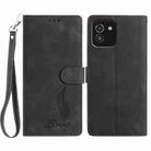 For Samsung Galaxy A03 Skin Feel Embossed Feather Leather Phone Case(Black) - 1