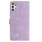 For Samsung Galaxy A22 4G Skin Feel Embossed Feather Leather Phone Case(Purple) - 3