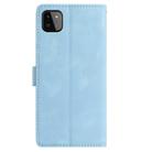For Samsung Galaxy A22 5G Skin Feel Embossed Feather Leather Phone Case(Light Blue) - 3