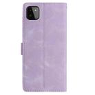 For Samsung Galaxy A22 5G Skin Feel Embossed Feather Leather Phone Case(Purple) - 3