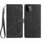 For Samsung Galaxy A22 5G Skin Feel Embossed Feather Leather Phone Case(Black) - 1