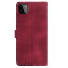 For Samsung Galaxy A22 5G Skin Feel Embossed Feather Leather Phone Case(Red) - 3