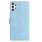 For Samsung Galaxy A32 4G Skin Feel Embossed Feather Leather Phone Case(Light Blue) - 3