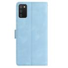 For Samsung Galaxy A02s Skin Feel Embossed Feather Leather Phone Case(Light Blue) - 3