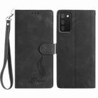 For Samsung Galaxy A02s Skin Feel Embossed Feather Leather Phone Case(Black) - 1