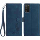 For Samsung Galaxy A02s Skin Feel Embossed Feather Leather Phone Case(Dark Blue) - 1