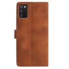 For Samsung Galaxy A02s Skin Feel Embossed Feather Leather Phone Case(Brown) - 3
