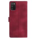 For Samsung Galaxy A02s Skin Feel Embossed Feather Leather Phone Case(Red) - 3