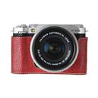 For FUJIFILM X-M5 Litchi Texture PU Leather Camera Half Case Base(Wine Red) - 1
