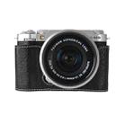 For FUJIFILM X-M5 Litchi Texture PU Leather Camera Half Case Base(Black) - 1