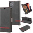 For iPhone 12 mini Business Style Line Splicing Horizontal Flip TPU + PU Leather Case with Card Slots & Holder & Wallet(Black) - 1