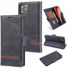 For iPhone 12 mini Business Style Line Splicing Horizontal Flip TPU + PU Leather Case with Card Slots & Holder & Wallet(Blue) - 1