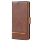 For iPhone 12 mini Business Style Line Splicing Horizontal Flip TPU + PU Leather Case with Card Slots & Holder & Wallet(Dark Brown) - 1