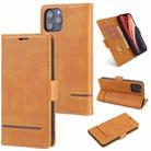 For iPhone 12 mini Business Style Line Splicing Horizontal Flip TPU + PU Leather Case with Card Slots & Holder & Wallet(Brown) - 1