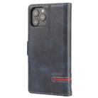 For iPhone 12 / 12 Pro Business Style Line Splicing Horizontal Flip TPU + PU Leather Case with Card Slots & Holder & Wallet(Blue) - 3