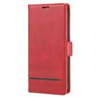 For iPhone 12 Pro Max Business Style Line Splicing Horizontal Flip TPU + PU Leather Case with Card Slots & Holder & Wallet(Red) - 2