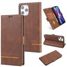 For iPhone 12 Pro Max Business Style Line Splicing Horizontal Flip TPU + PU Leather Case with Card Slots & Holder & Wallet(Dark Brown) - 1