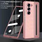 For Samsung Galaxy Z Fold6 5G VIETAO Electroplating Integrated Pen Slot Folding PU Phone Case with Stylus(Pink) - 2