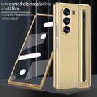 For Samsung Galaxy Z Fold5 5G VIETAO Electroplating Integrated Pen Slot Folding PU Phone Case with Stylus(Gold) - 2