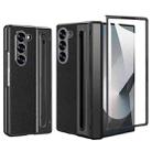 For Samsung Galaxy Z Fold4 5G VIETAO Electroplating Integrated Pen Slot Folding PU Phone Case with Stylus(Black) - 1