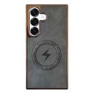 For Samsung Galaxy S25 5G Electroplated PC Sheepskin Invisible Magnetic MagSafe Phone Case(Grey) - 1