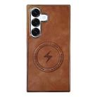 For Samsung Galaxy S25+ 5G Electroplated PC Sheepskin Invisible Magnetic MagSafe Phone Case(Brown) - 1