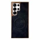 For Samsung Galaxy S25 Ultra 5G Electroplated PC Sheepskin Invisible Magnetic MagSafe Phone Case(Black) - 1