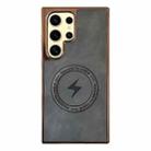 For Samsung Galaxy S24 Ultra 5G Electroplated PC Sheepskin Invisible Magnetic MagSafe Phone Case(Grey) - 1
