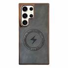 For Samsung Galaxy S23 Ultra 5G Electroplated PC Sheepskin Invisible Magnetic MagSafe Phone Case(Grey) - 1