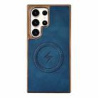 For Samsung Galaxy S23 Ultra 5G Electroplated PC Sheepskin Invisible Magnetic MagSafe Phone Case(Blue) - 1