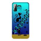For Huawei P smart 2020 Coloured Drawing Pattern Highly Transparent TPU Protective Case(Stair Cat) - 1